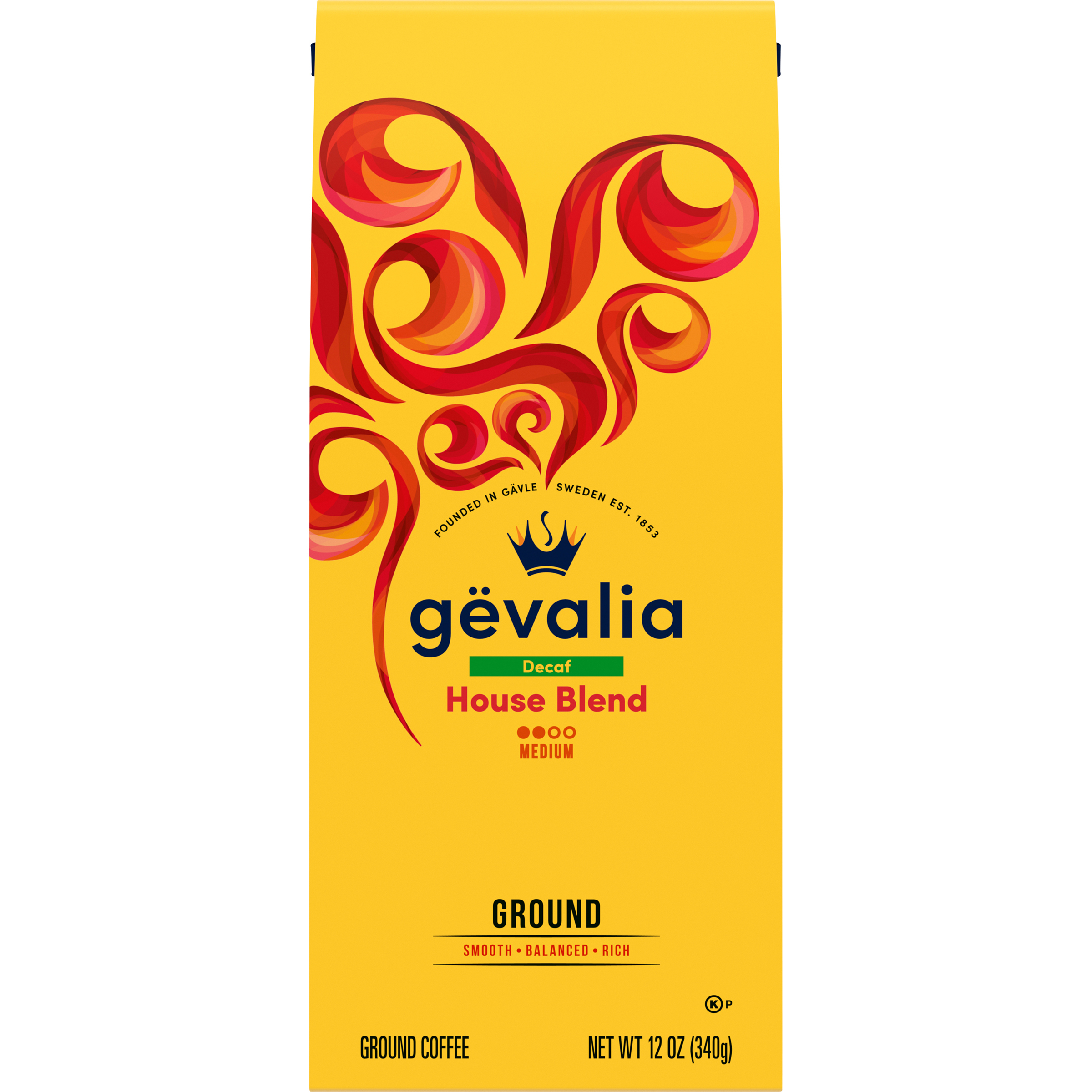 Gevalia Kaffe House Blend Decaf Medium Roast Ground Coffee, 12 Oz Bag
