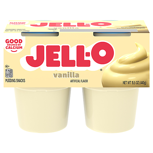 Jell-o Ready To Eat Vanilla Pudding Cups, 4 Ct - 15.5 Oz Package