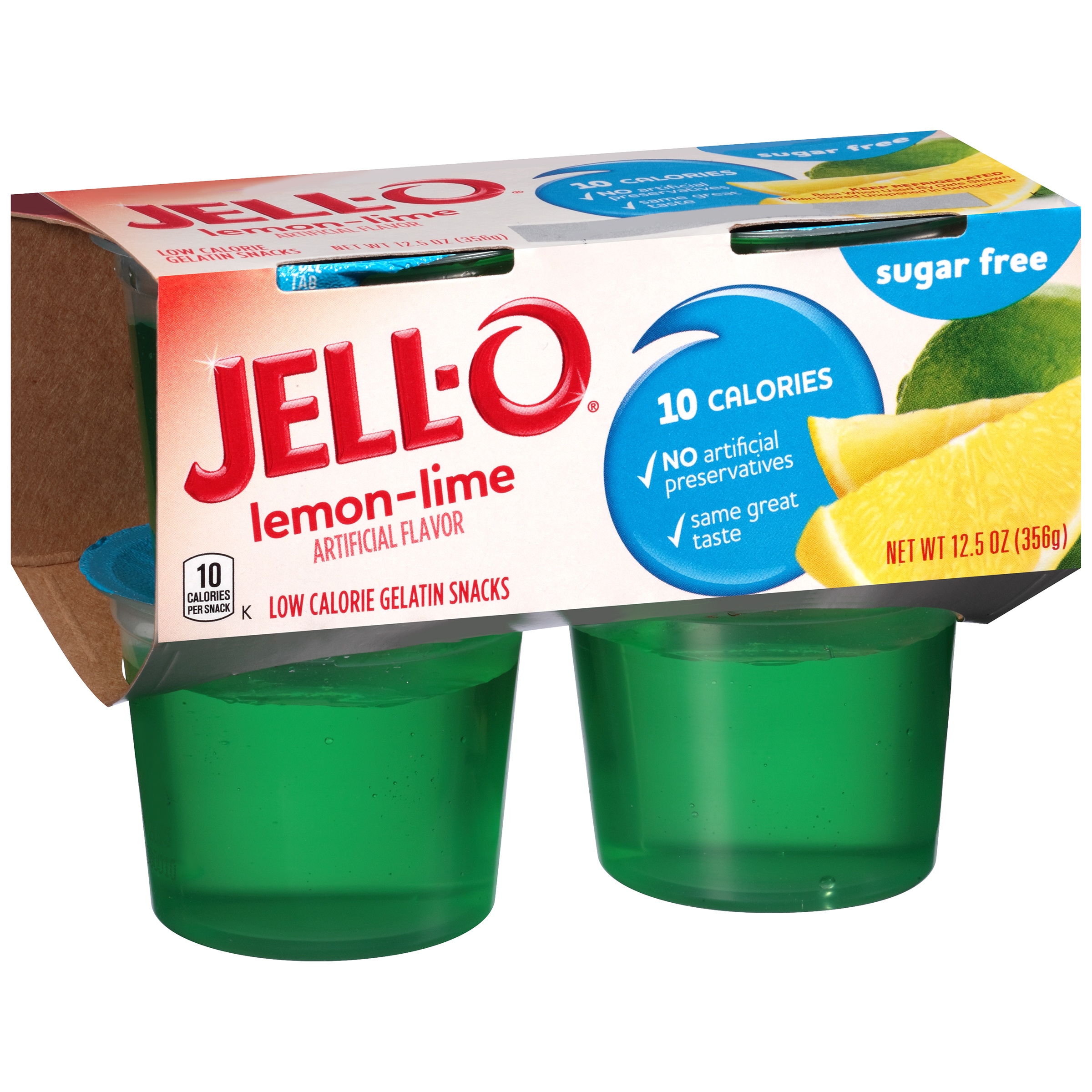 Jell-O Sugar Free Lemon Lime Low Calorie Gelatin Snacks 12.5OZ