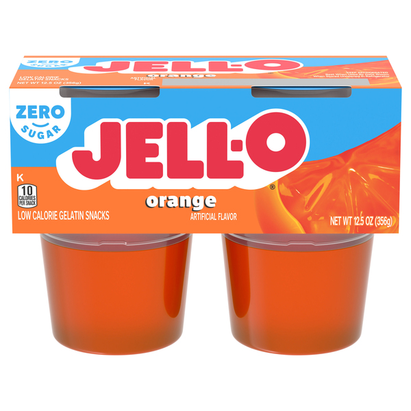 Jell-O Low Calorie Sugar Free 4 Pack Orange Gelatin Snacks