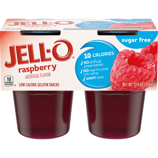 Jell-o Raspberry Sugar Free Gelatin Snacks, 4 Ct Cups