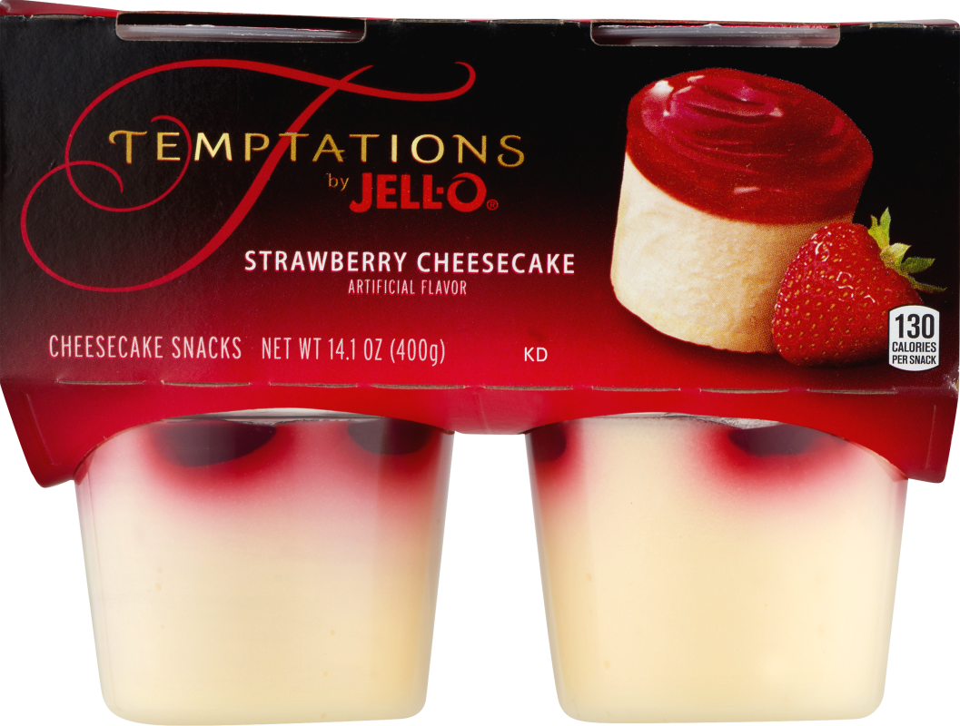 Jell-O Temptations Strawberry Cheesecake Snacks, 4 Ct Cups