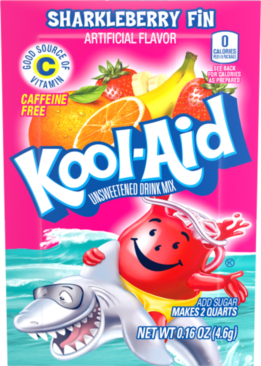 Kool-Aid Unsweetened Sharkleberry Fin Drink Mix, 0.16 Oz Packet