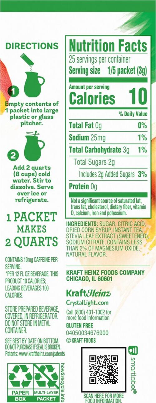 Crystal Light Pure Peach Iced Tea Drink Mix