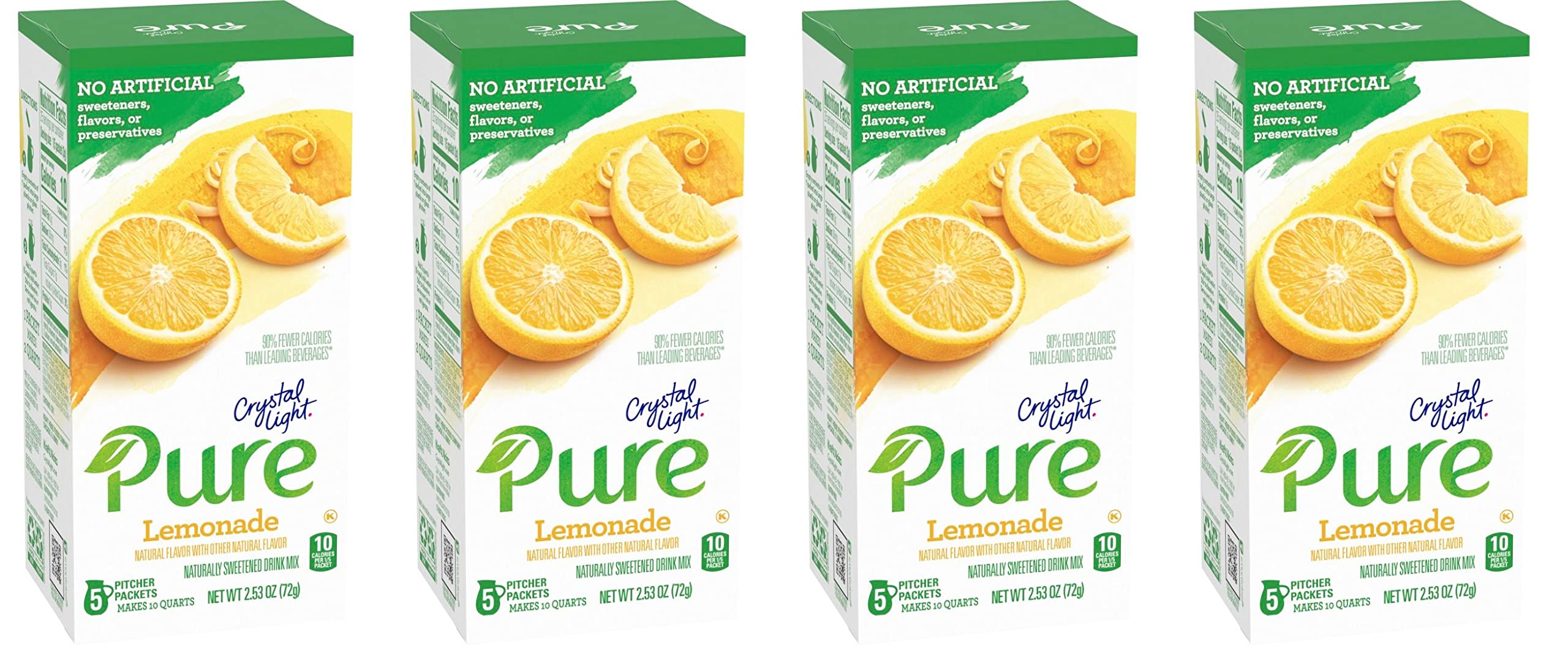 Crystal Light Pure Lemonade Naturally Flavored Powdered Drink Mix With No Artificial Sweeteners, 5 Ct Pitcher Packets