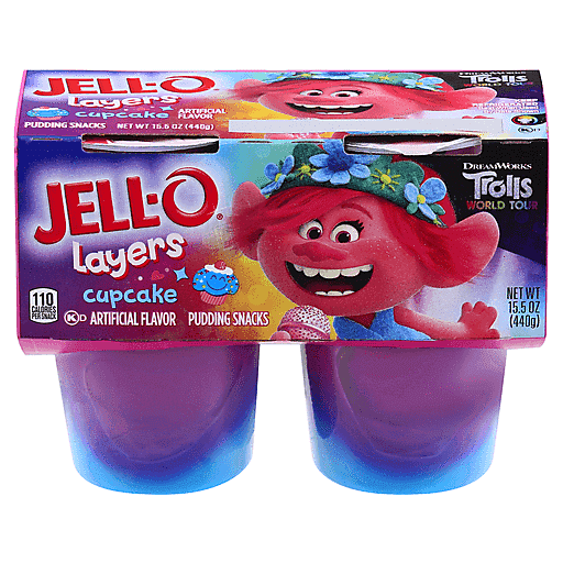 Jell-O Unicorn Magic Cupcake Pudding Snacks, 4 Ct Cups