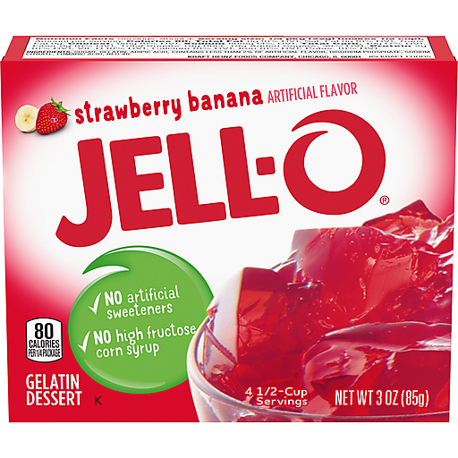 Jell-O Strawberry Banana Gelatin Dessert Mix, 3 Oz Box