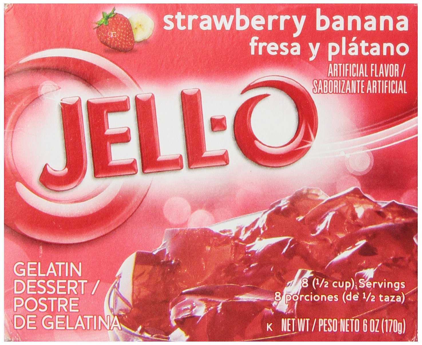 Jell-O Strawberry Banana Gelatin Dessert Mix, 6 Oz Box