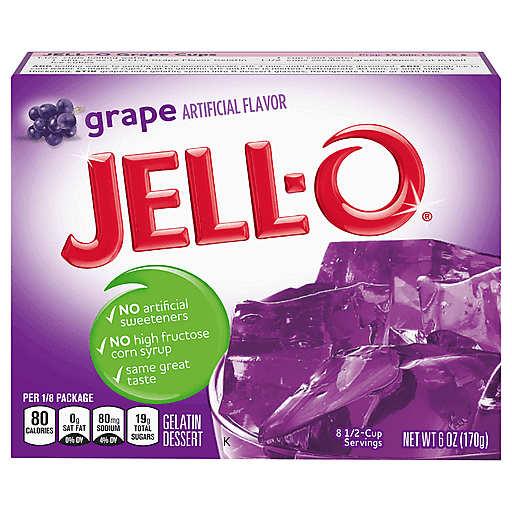 Jell-O Grape Gelatin Dessert Mix, 6 Oz Box