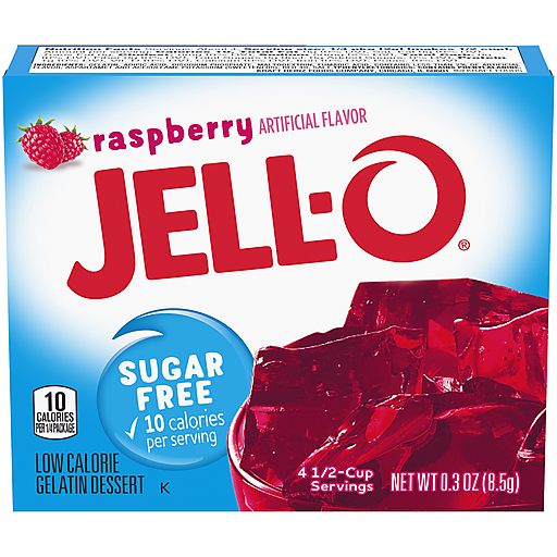 Jell-O Raspberry Sugar Free Gelatin Dessert Mix, 0.3 Oz Box