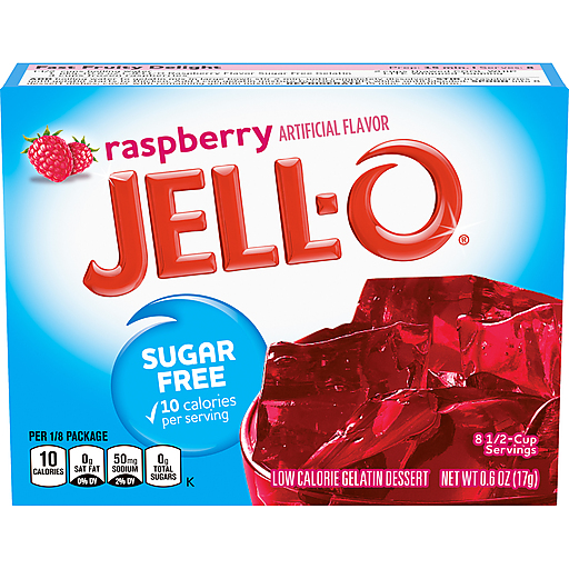 Jell-o Raspberry Sugar Free Gelatin Dessert Mix, 0.6 Oz Box