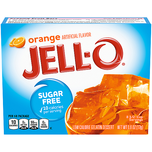 Jell-o Orange Sugar Free Gelatin Dessert Mix, 0.6 Oz Box