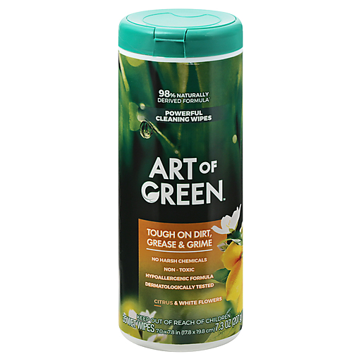 Art Of Green Cleaning Wipes, Powerful, Citrus & White Flowers