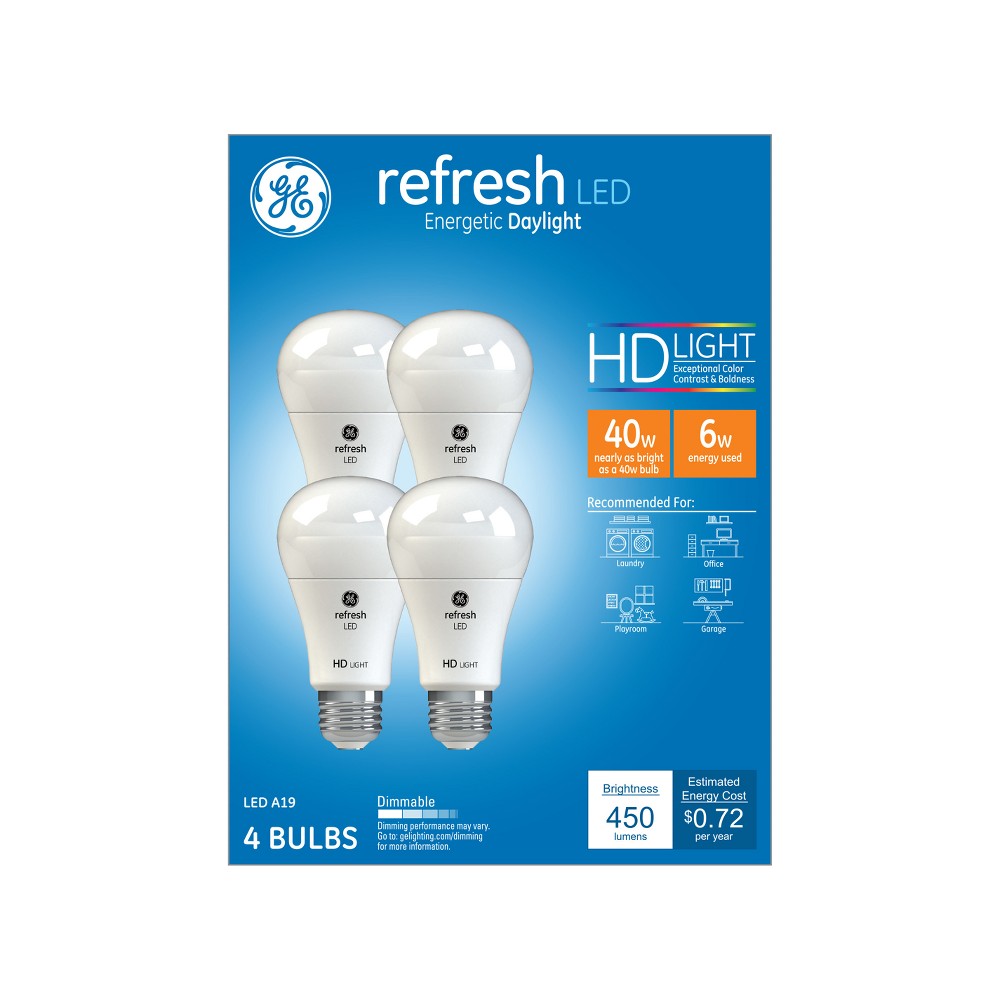 GE 4pk 5.5W 40W Equivalent Refresh LED HD Light Bulbs
