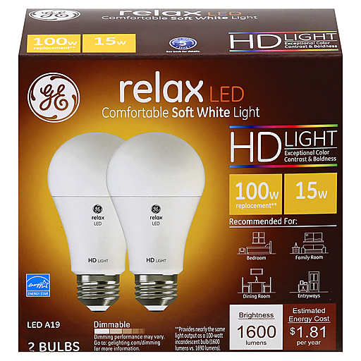 GE 2pk 15W 100W Equivalent Relax LED HD Light Bulbs Soft White