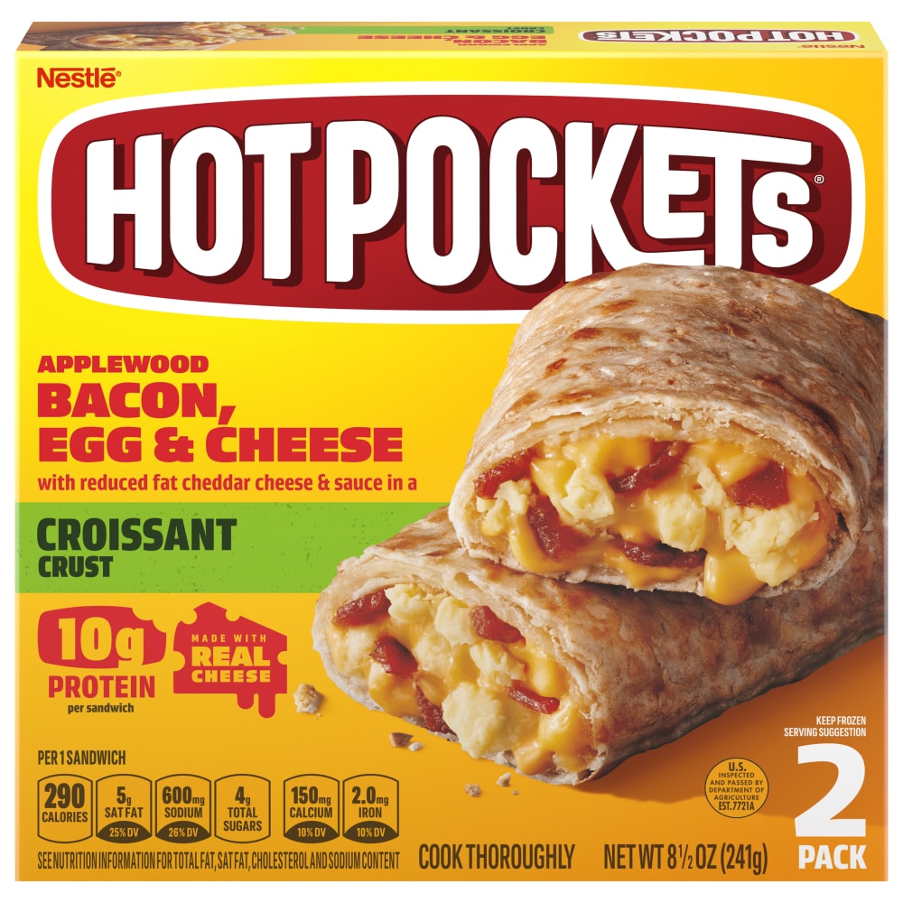 Hot Pockets Applewood Bacon Egg & Cheese Croissant Crust Frozen Breakfast Sandwiches