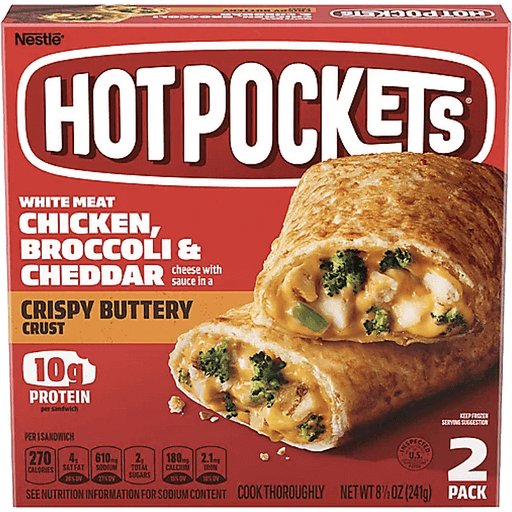 Hot Pockets White Meat Chicken, Broccoli & Cheddar Frozen Sandwiches 2 Ct Box