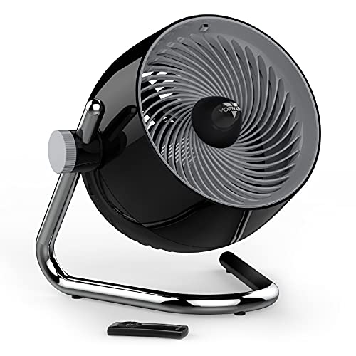Vornado Pivot6 Whole Room Air Circulator Fan With 4 Speeds, Remote Control, Rotating Axis, Black