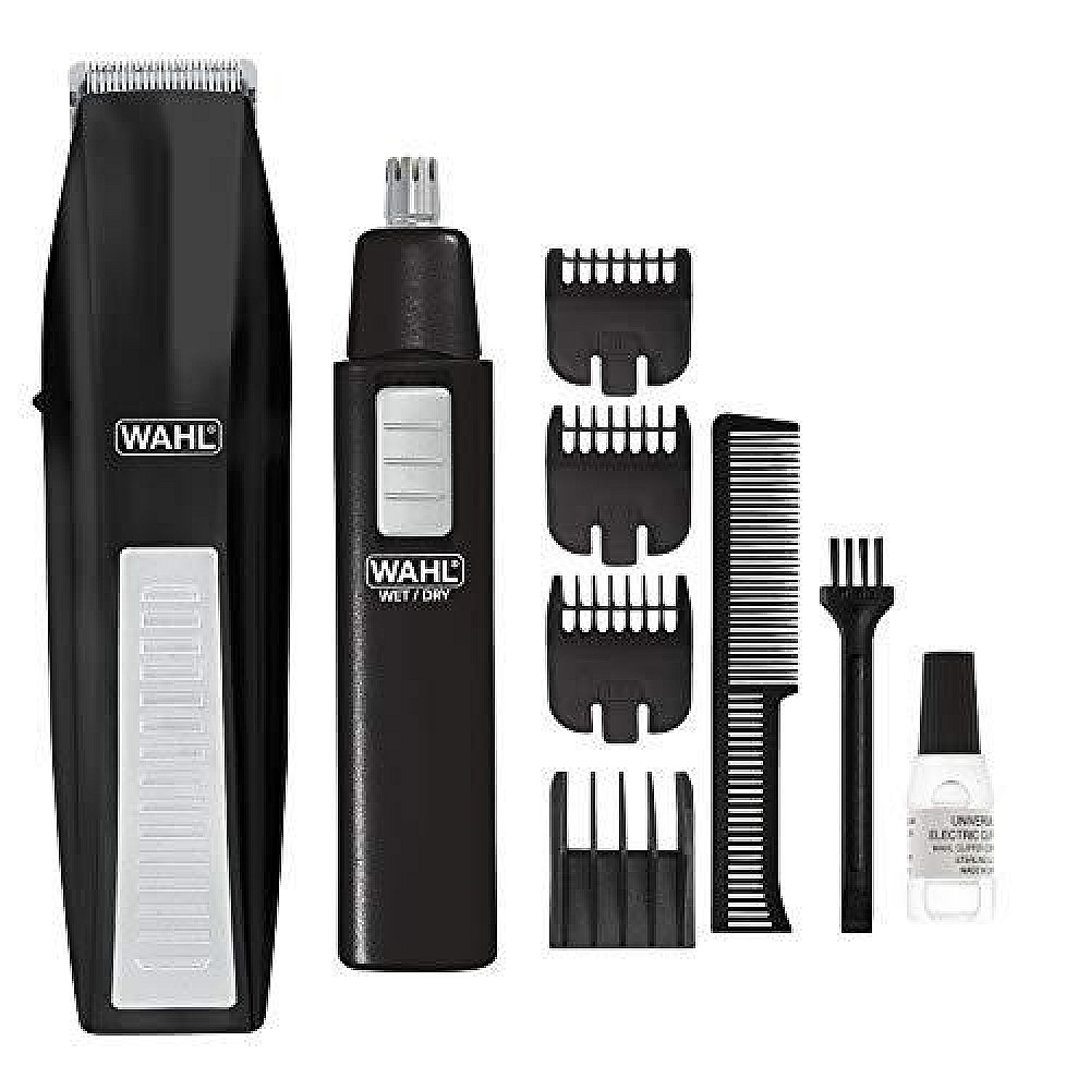 Wahl 5537 1801 Black Cordless Beard Trimmer Bonus Brow Ear Nose