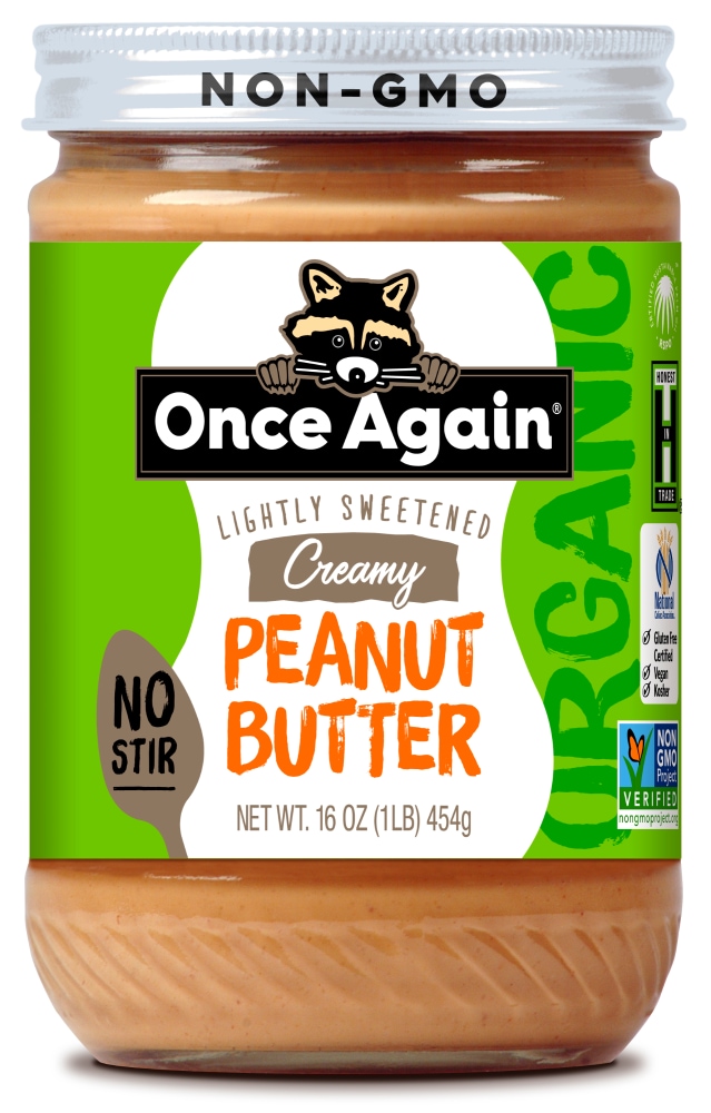 Once Again Organic Lightly Sweetened Creamy Peanut Butter - Case Of 6/16 Oz