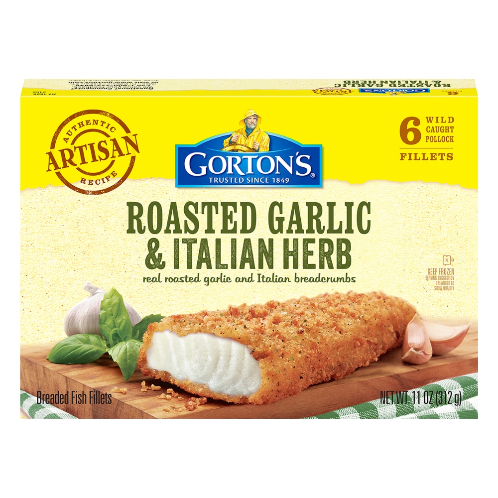 Gorton's Fish Fillets, Breaded, Roasted Garlic & Italian Herb