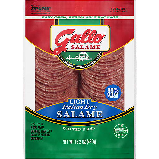 Gallo Salame Italian Dry, Light, Deli Thin Sliced 15.2 Oz