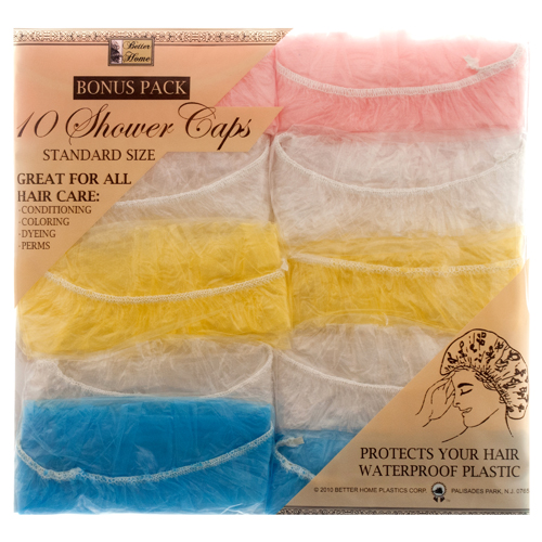 Better Home Plastic Corp Shower Cap 10pc Disposable 4 Asst Clr #246
