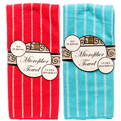 Kitchen Towel Microfiber W/stripe Asst #4012
