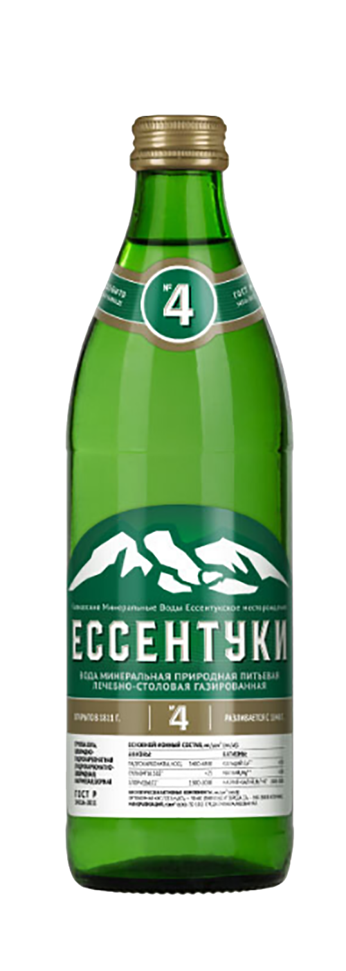 Минеральная Вода Ессентуки Целебная №4 Газированная Лечебно-столовая 0,5 Л
