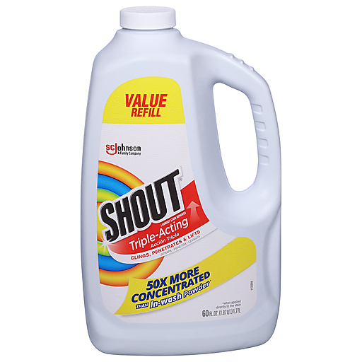 Shout Laundry Stain Remover, Triple Acting, Value Refill 60 Fl Oz
