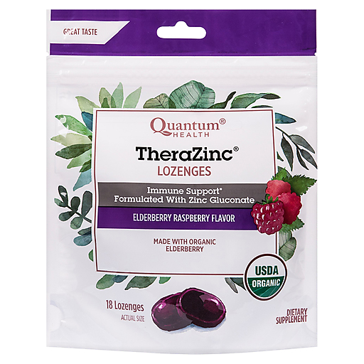 Quantum Health Thera Zinc Organic Therazinc Lozenges Elderberry Raspberry