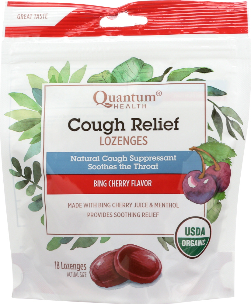Quantum Health Research Organic Cough Relief Lozenges - Bing Cherry