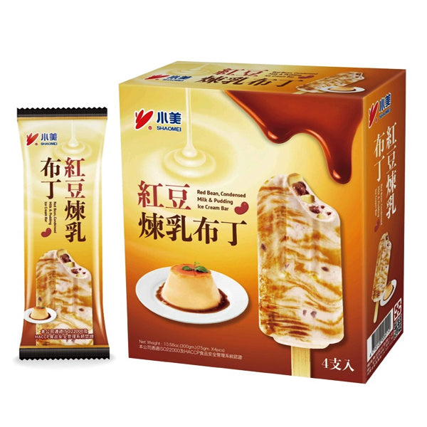 Shaomei Red Bean, Condensed Milk & Pudding Ice Cream Bar 4pcs