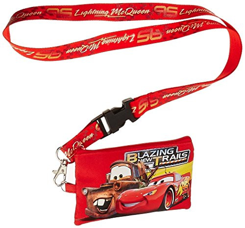 Disney Pixar Cars Lightning McQueen Lanyard With Detachable Coin Pouch Red