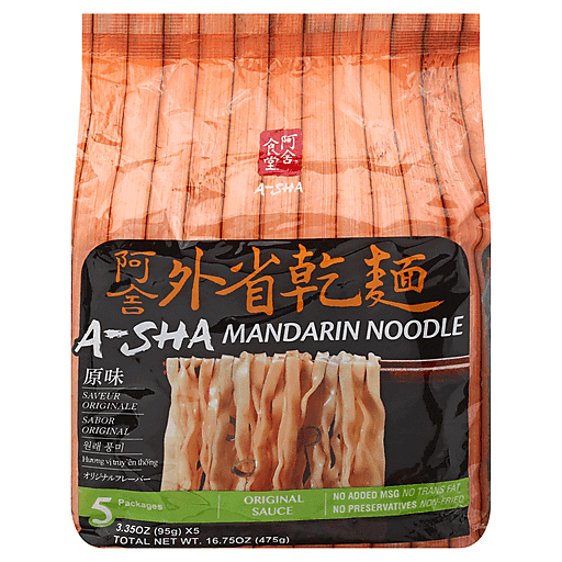 A-Sha Foods USA A-Sha Mandarin Medium Noodles With Original Sauce - 16.75oz
