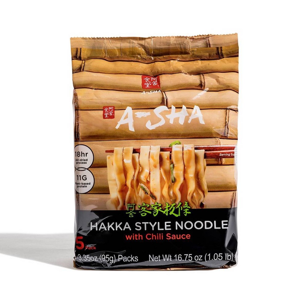A Sha Dry Noodle A-Sha Foods Hakka Wide Noodles With Chili Sauce - 16.75oz