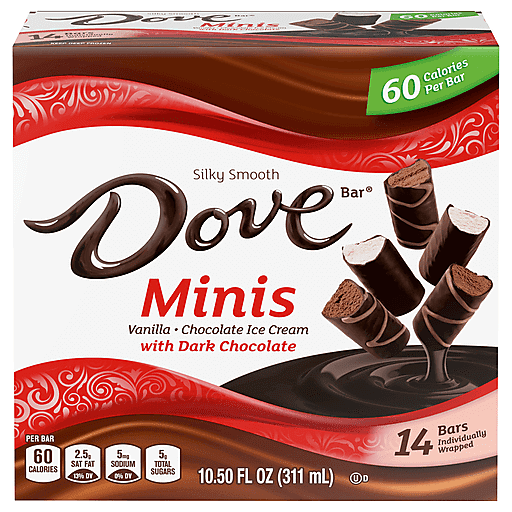 Dove Ice Cream Bars, Vanilla/Chocolate, With Dark Chocolate, Minis
