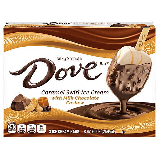 Dove Caramel Swirl With Milk Chocolate Cashew Ice Cream Bars 3CT