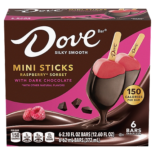 Dove Ice Cream Bar, Raspberry Sorbet With Dark Chocolate, Mini Sticks, Snack Size