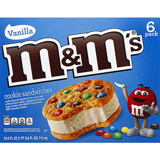 M & M M&M's Cookie Sandwiches With Vanilla Ice Cream 6 Count Box