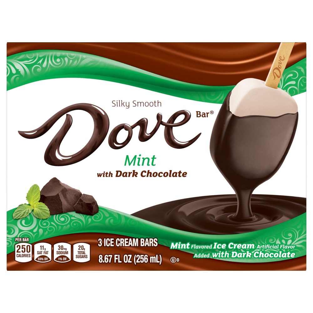 Dove Mint Ice Cream With Dark Chocolate Bars - 3ct