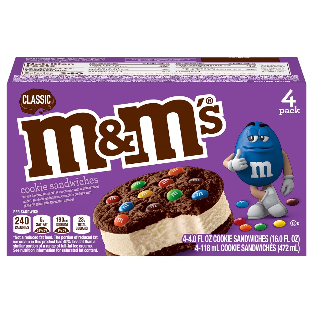 M&M's Classic Ice Cream Cookie Sandwiches 4pk