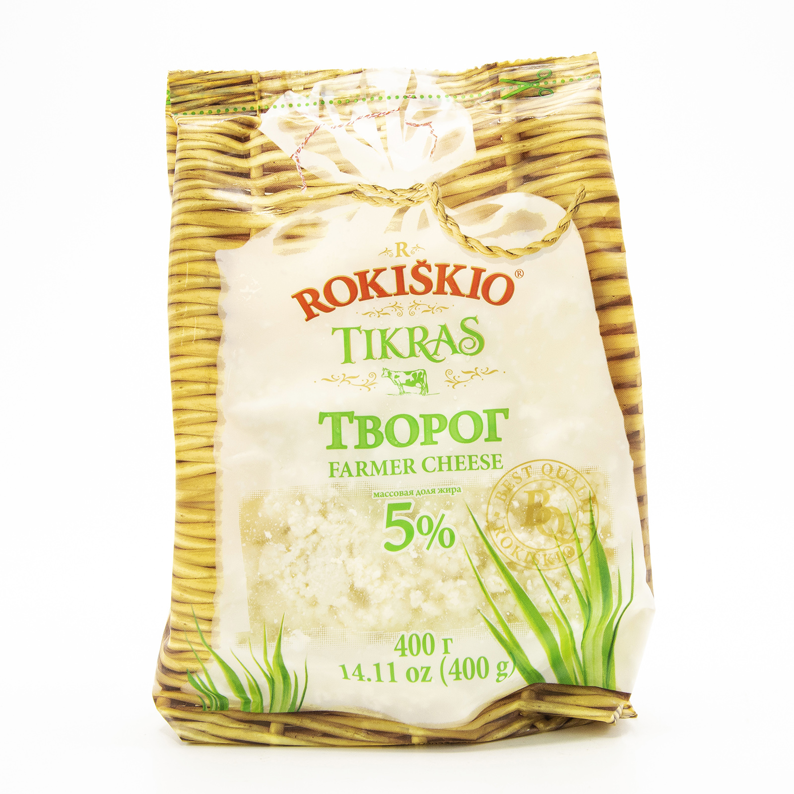 Rokiskio 14.11oz Tikras Farmers Cheese 5% Fat