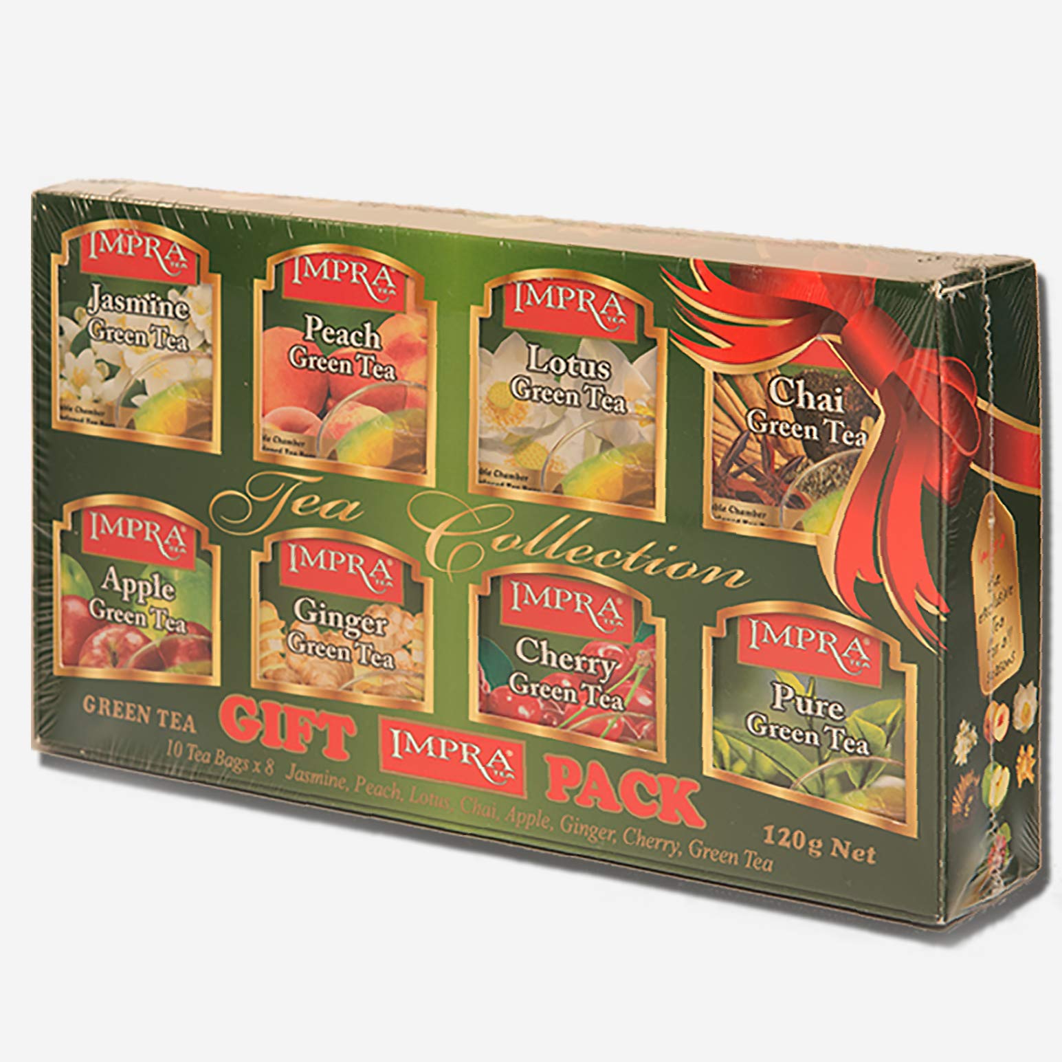 Impra Flavored Green Tea Gift Pack (8 Flavors), 80-count Tea Bags