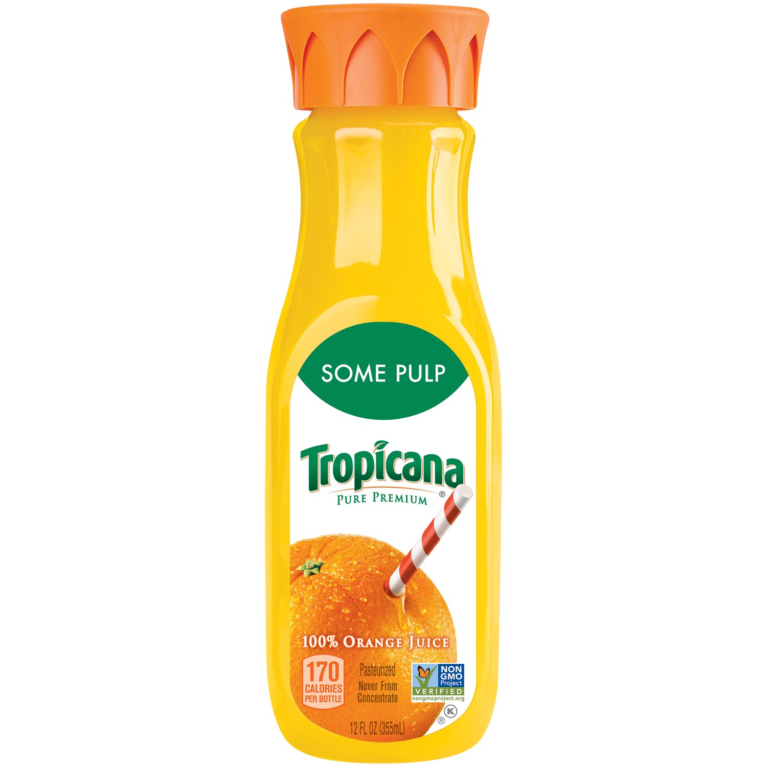 Tropicana Pure Premium 100% Orange Juice Some Pulp 12 Fl Oz Bottle