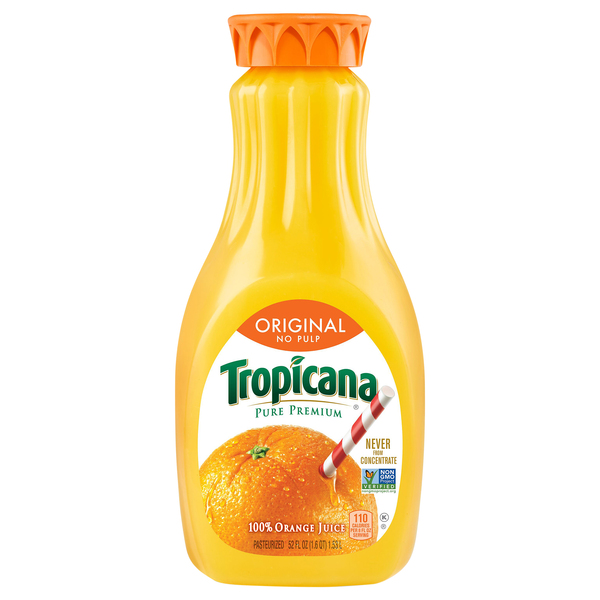 Tropicana 100% Orange Juice, Original, Pure Premium, No Pulp 52 Fl Oz