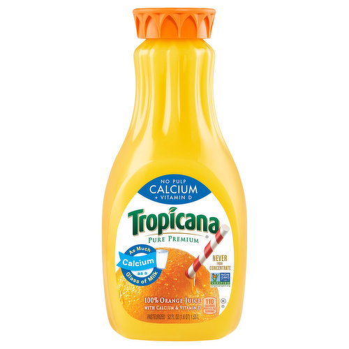Tropicana Pure Premium Calcium + Vitamin D No Pulp Orange Juice - 52 Fl Oz