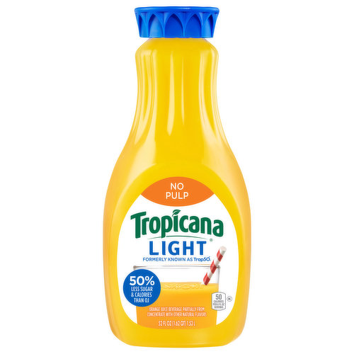 Tropicana Lay's Juice Beverage, Orange, Light, No Pulp 52 Fl Oz