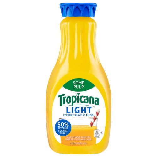 Tropicana Orange Juice Beverage, Light, Some Pulp 52 Fl Oz