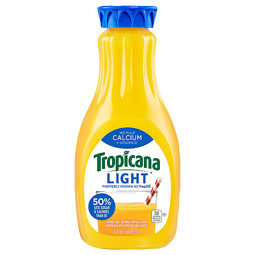 Tropicana No Pulp Calcium + Vitamin D Light Orange Juice Beverage, 52 Fl Oz